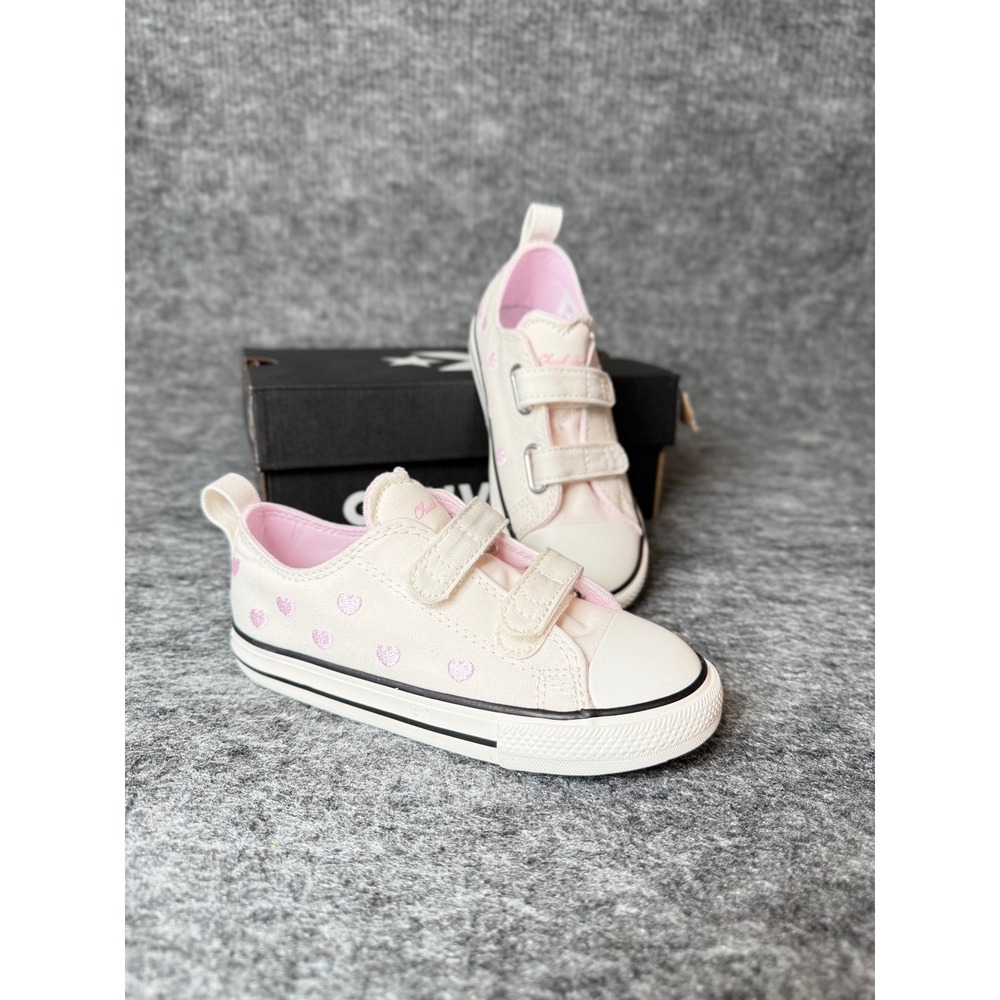 Converse Chuck Taylor All Star 2V OX Infant Toddler Heart Shoes White Pink